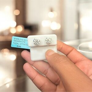 4CT Brilliant Moissanite Stud Earrings 925 Sterling Silver